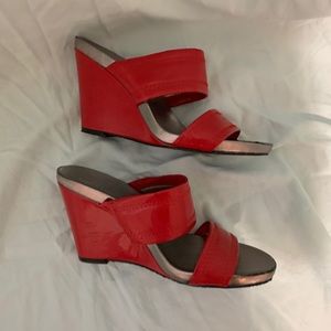 Red Calvin Klein Wedge Heels